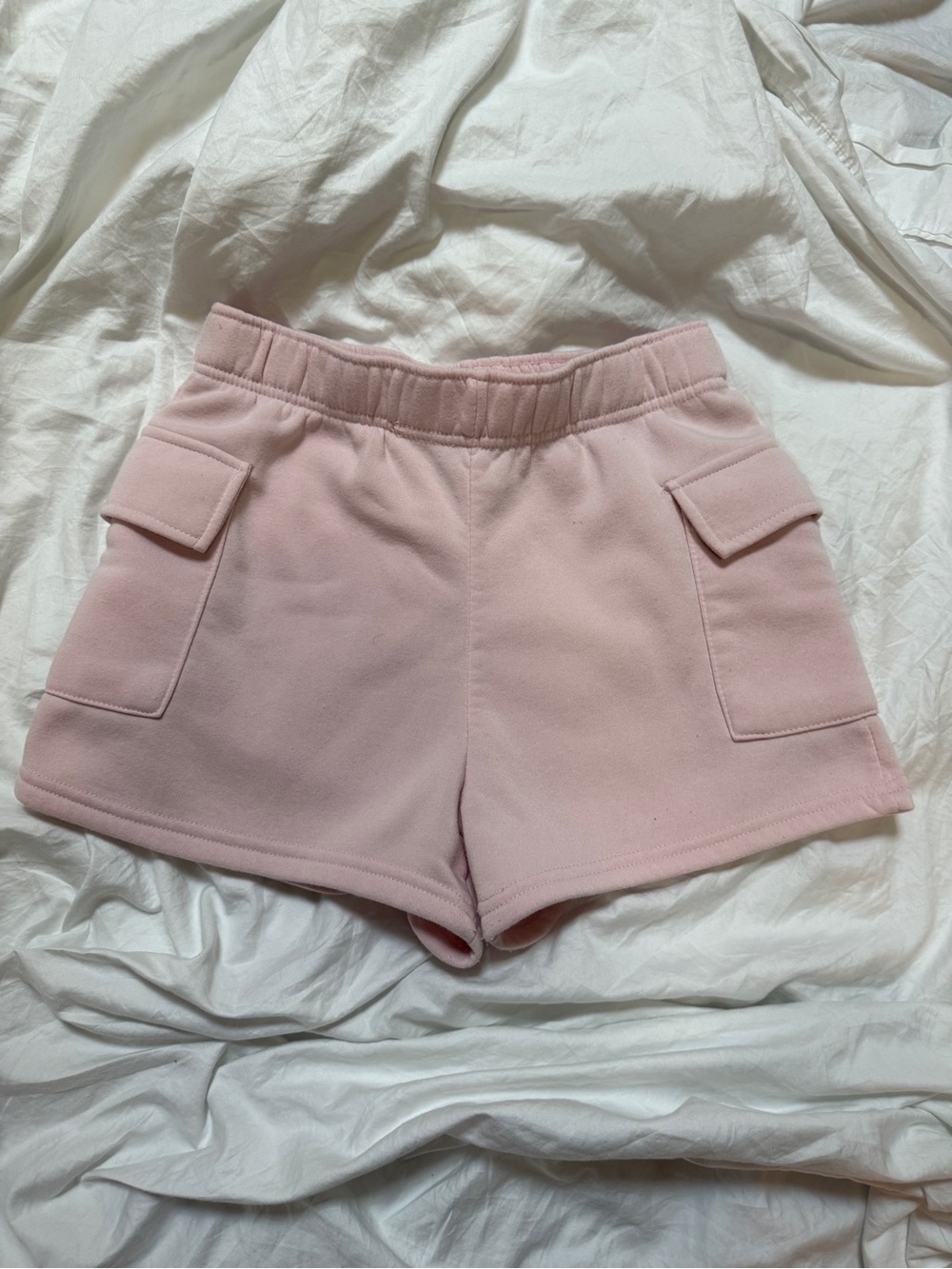 Women's Better Together Pastel Pink Fleece Lounge Shorts. Size M